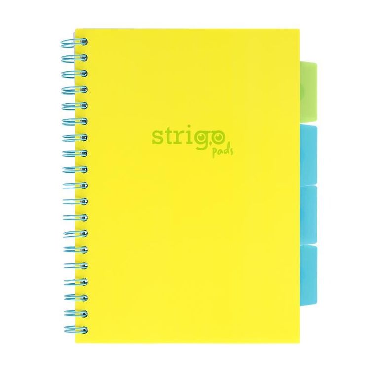 Strigo, Pads, kołozeszyt B5, 100 kartek, linia, Neon, żółty, 1 szt.
