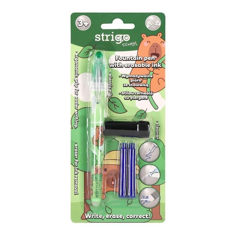 Strigo, pióro wymazywalne, zielone, kapibara