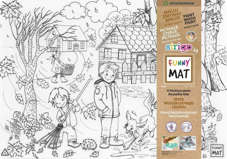 Strigo, podkładka na biurko, mata do malowania, biała, Jesień