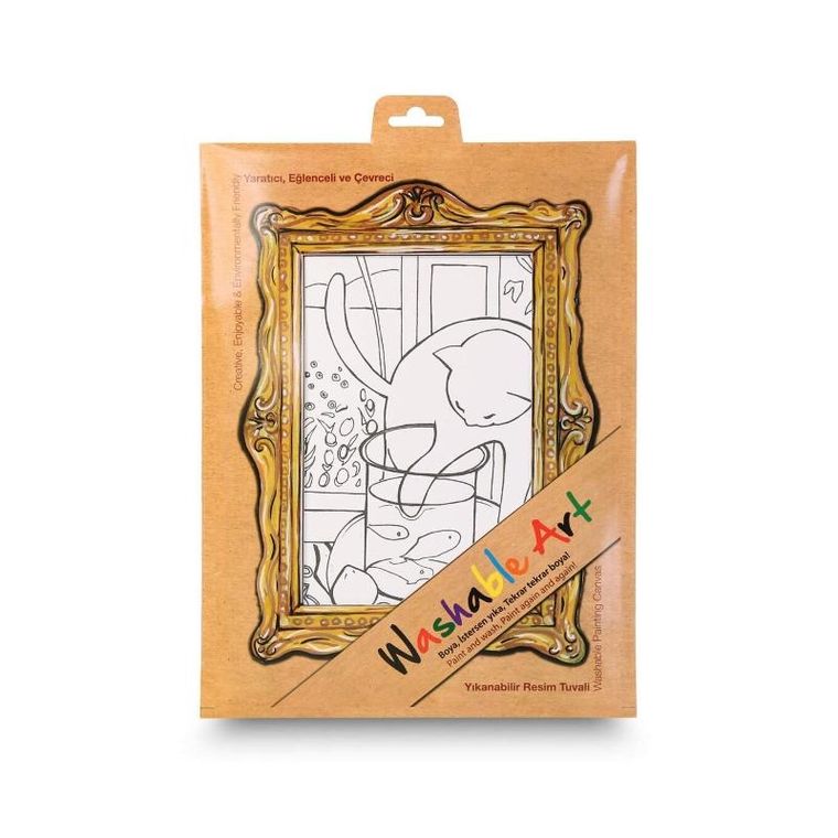 Strigo, podkładka na biurko, mata do malowania, biała, Kot z czerwoną rybą