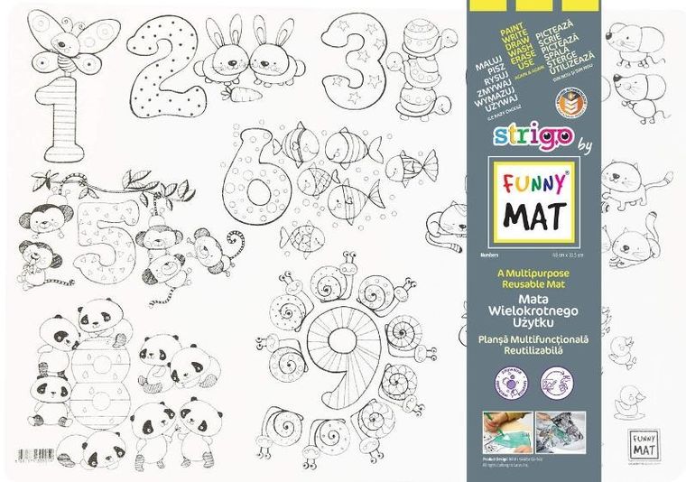 Strigo, podkładka na biurko, mata do malowania, biała, Liczby