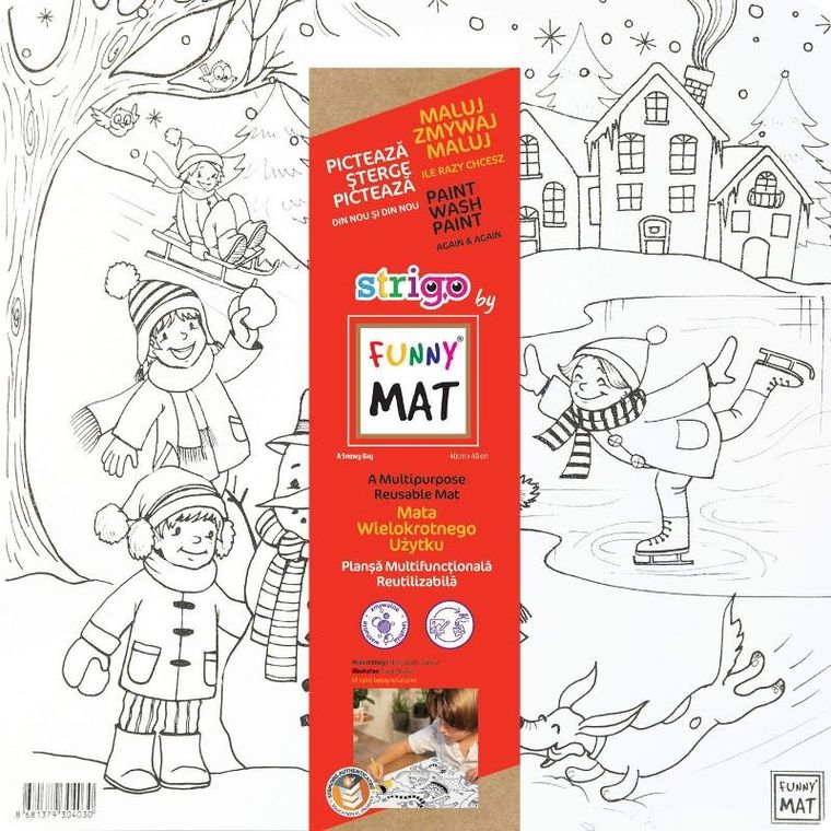 Strigo, podkładka na biurko, mata do malowania, biała, Zabawa na śniegu