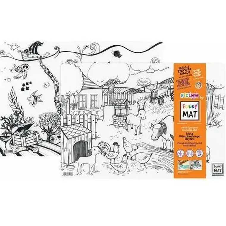Strigo, podkładka na biurko, mata do malowania, Podwodny świat i farma, 2 szt.