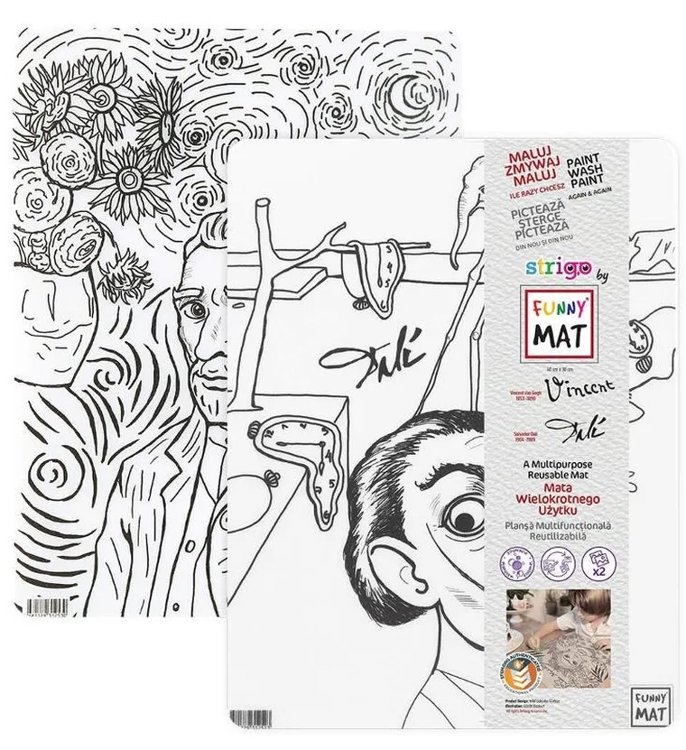 Strigo, podkładka na biurko, mata do malowania, Van Gogh, Salvador Dali, 2 szt.