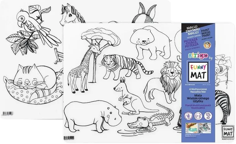 Strigo, podkładka na biurko, mata do malowania, Zwierzęta domowe i dzikie, 2 szt.