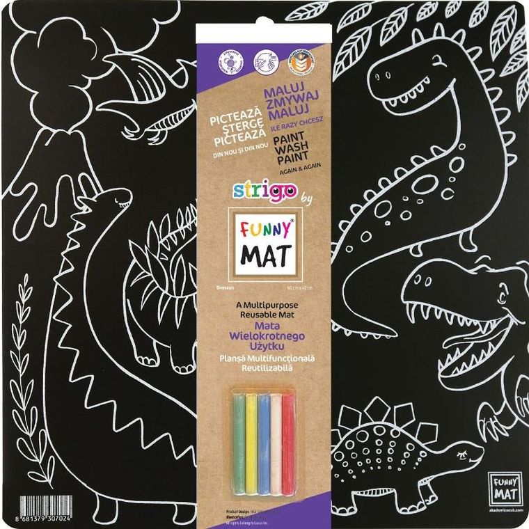 Strigo, podkładka na biurko z kredą, mata do malowania, Dinozaury