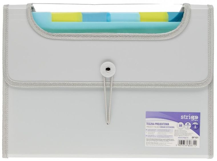 Strigo, teczka A4 z 6 przekładkami, V-file, szara, 1 szt.