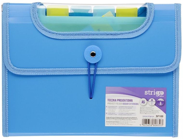 Strigo, teczka A5 z 6 przekładkami, V-file, niebieska, 1 szt.