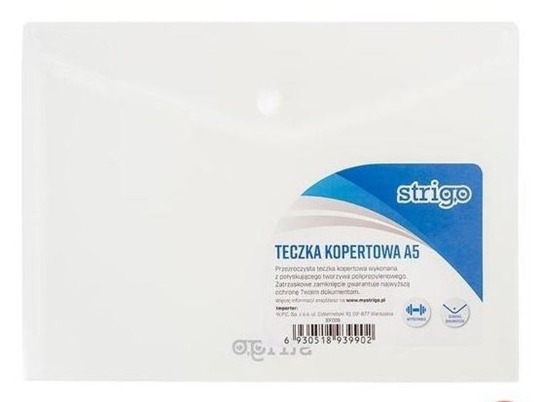 Strigo, teczka kopertowa A5, transparentna, 1 szt.