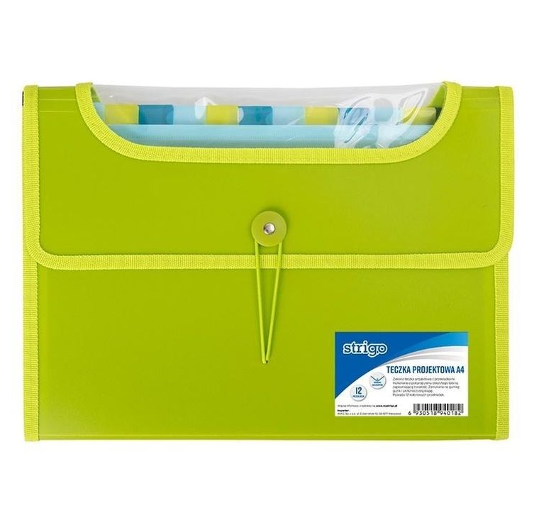 Strigo, teczka PP A4 12 przekładek, zielona, 1 szt.