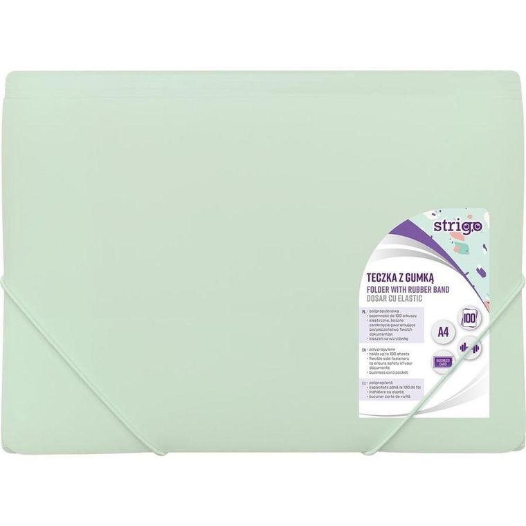 Strigo, teczka z gumką, A4, pastel, miętowa, 1 szt.