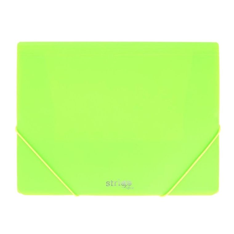 Strigo, teczka z gumką PP, A4, neon zielony, 1 szt.