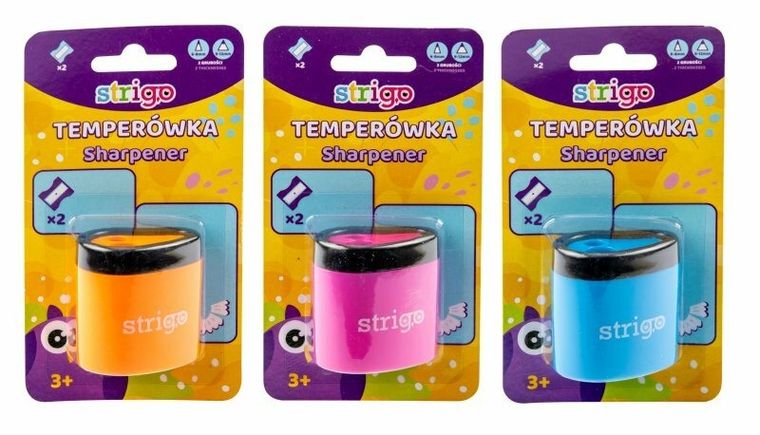 Strigo, temperówka z pojemnikiem, podwójna