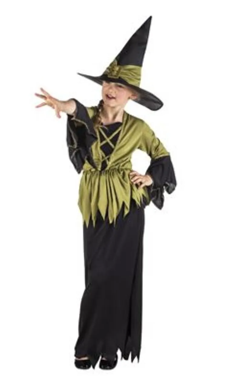 Strój dla dzieci, czarownica z czapką, rozmiar 122/128