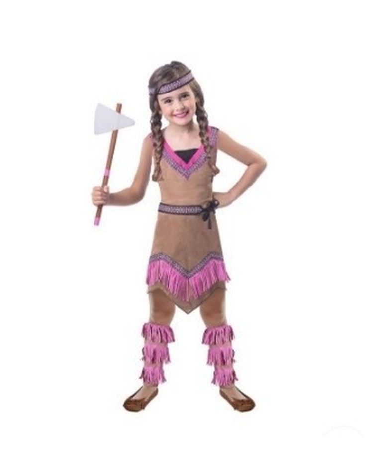 Strój, Indianki, sukienka z frędzlami różowa, rozmiar 128