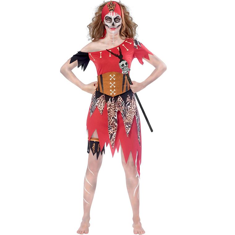 Strój, szamanka, wódz, czerwony, rozmiar L