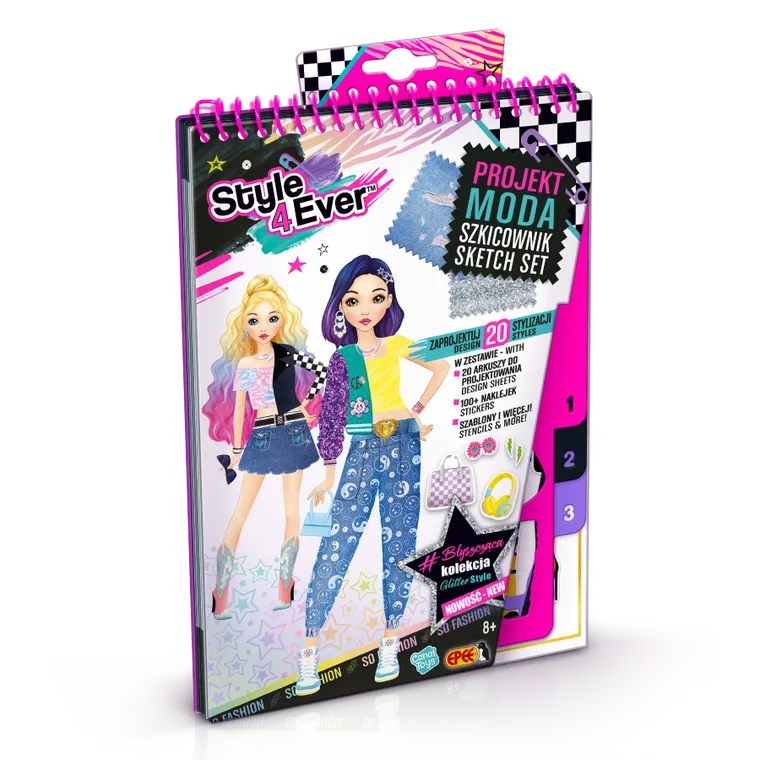 Style4Ever, Projekt Moda, Szkicownik, zestaw kreatywny z naklejkami