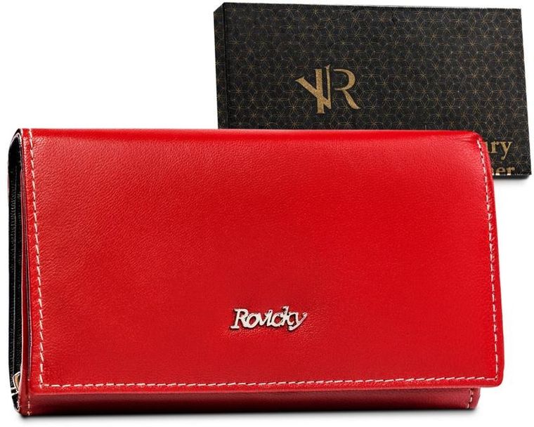 Stylowy portfel z kolorowej skóry naturalnej, Rovicky