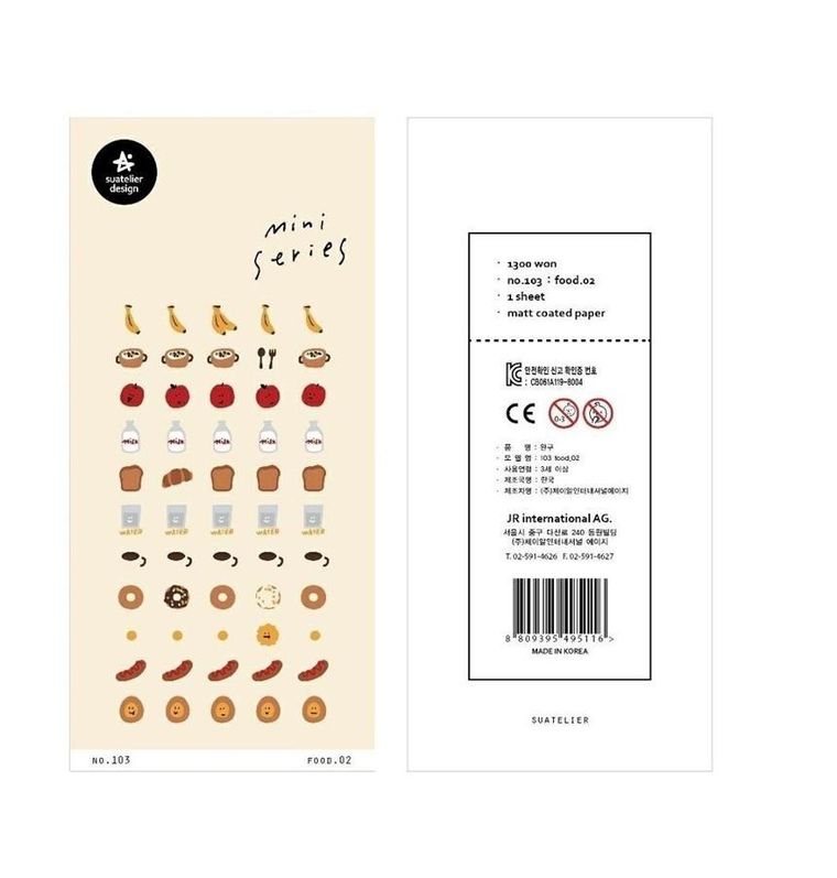 Suatelier, mini naklejki, jedzenie
