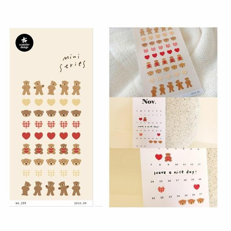 Suatelier, naklejki mini, pluszowy miś