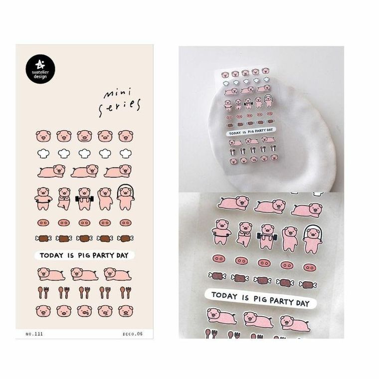 Suatelier, naklejki ozdobne, mini, Świnka