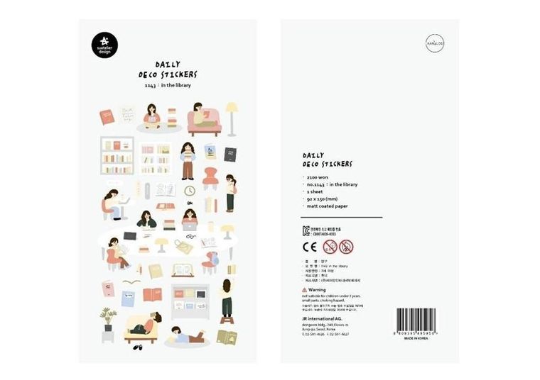 Suatelier, naklejki, w bibliotece