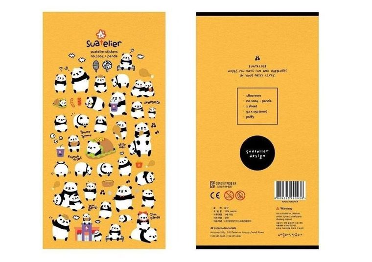 Suatelier, naklejki wypukłe, pandy