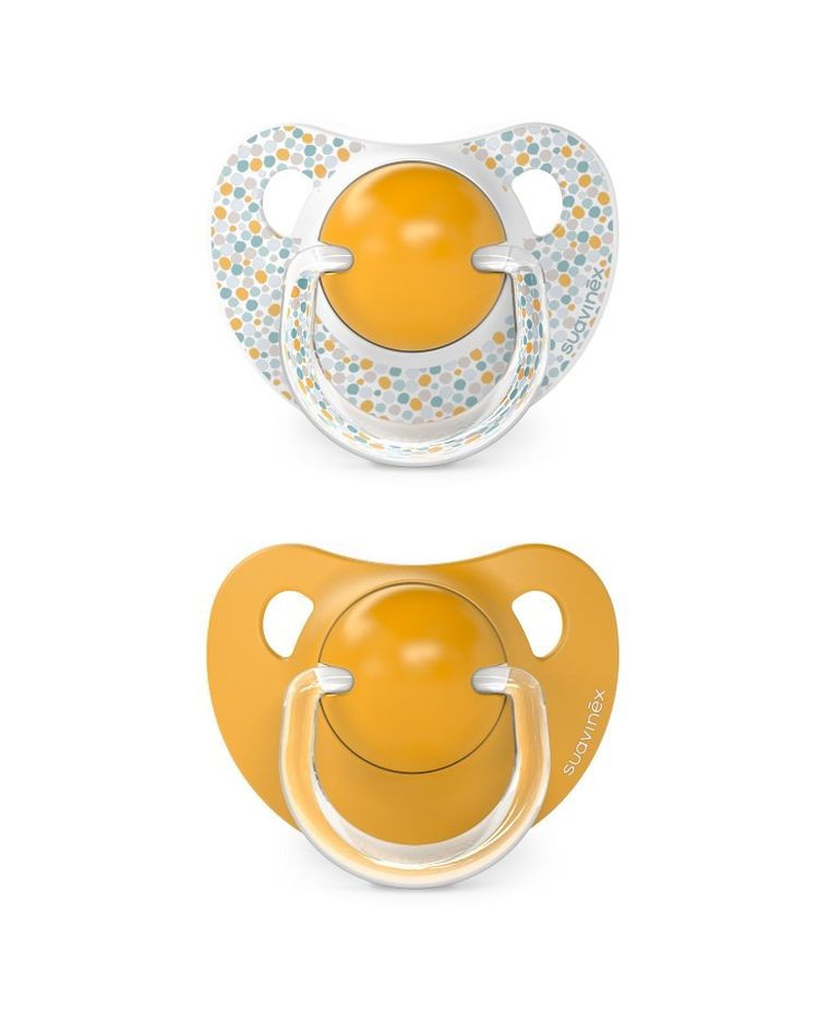 Suavinex, Dreams, smoczek anatomiczny, silikonowy, żółty, 6-18m, 2 szt.