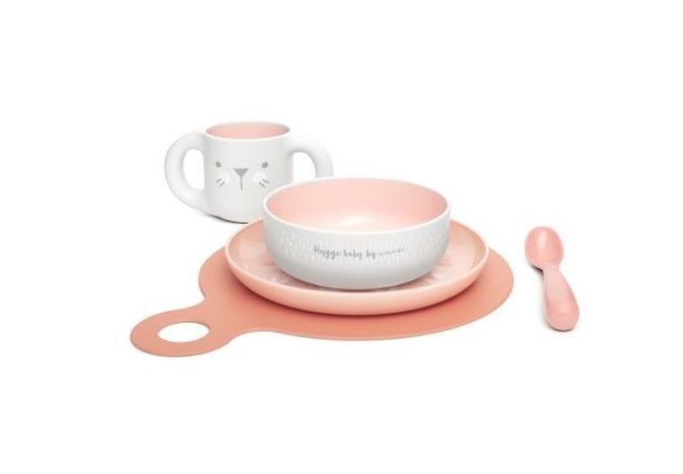 Suavinex, Hygge Baby, zestaw do karmienia, róż, 6m+