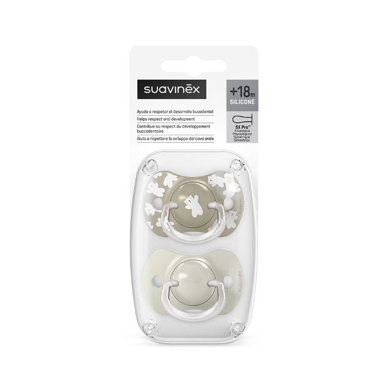 Suavinex, SX Pro, Wild & Free, smoczek fizjologiczny, beżowy, 18m+, 2 szt.