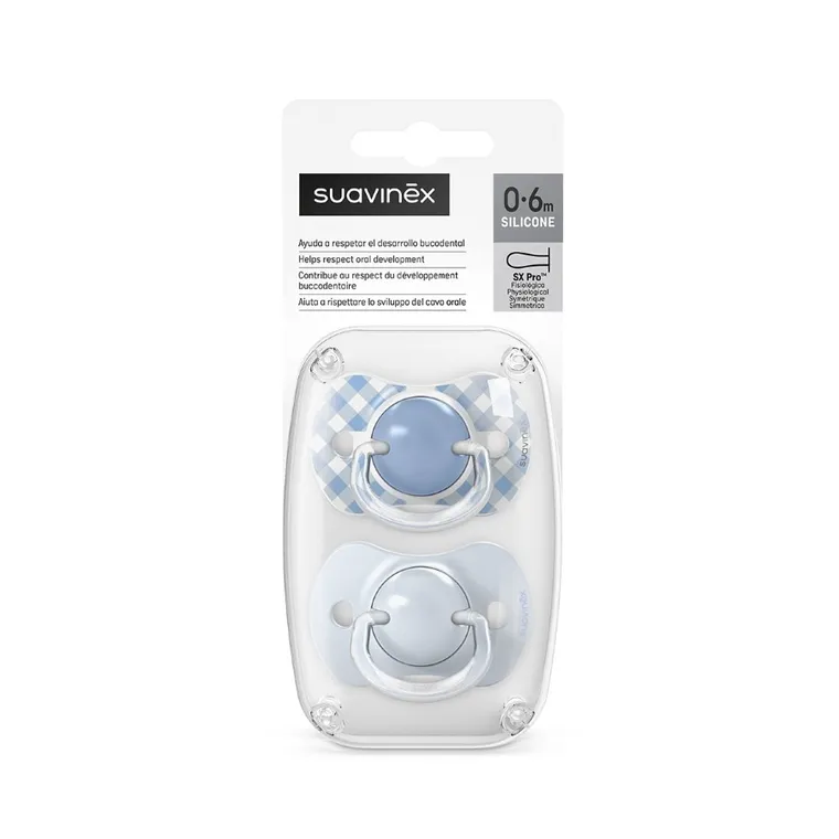 Suavinex, SX Pro, Wild & Free, smoczek fizjologiczny, niebieski, 0-6 m, 2 szt.