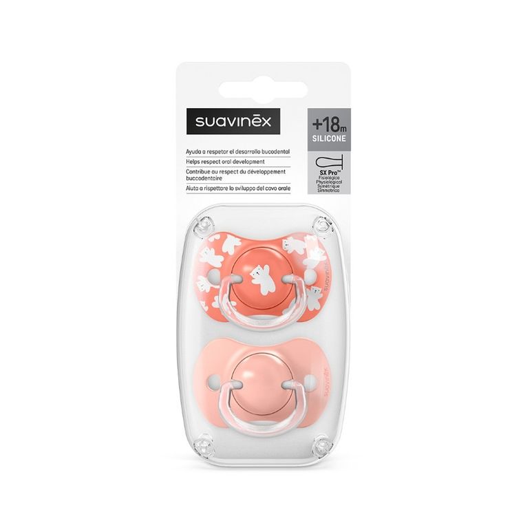 Suavinex, SX Pro, Wild & Free, smoczek fizjologiczny, różowy, 18m+, 2 szt.