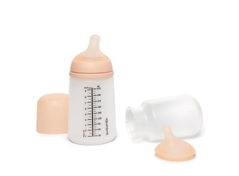 Suavinex, Zero Zero, butelka ze smoczkiem i woreczkiem, zestaw startowy, 270 ml