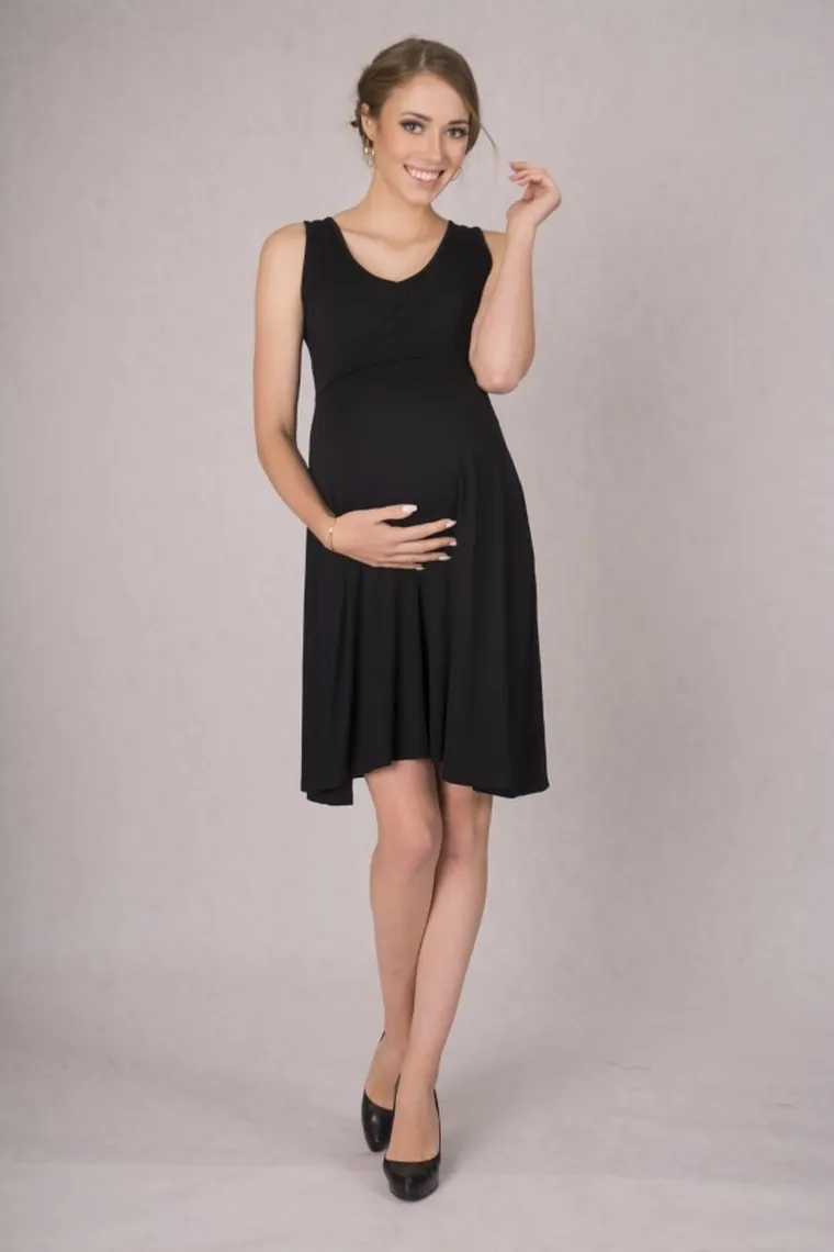 Sukienka damska bez rękawów, ciążowa, czarna, Miracle