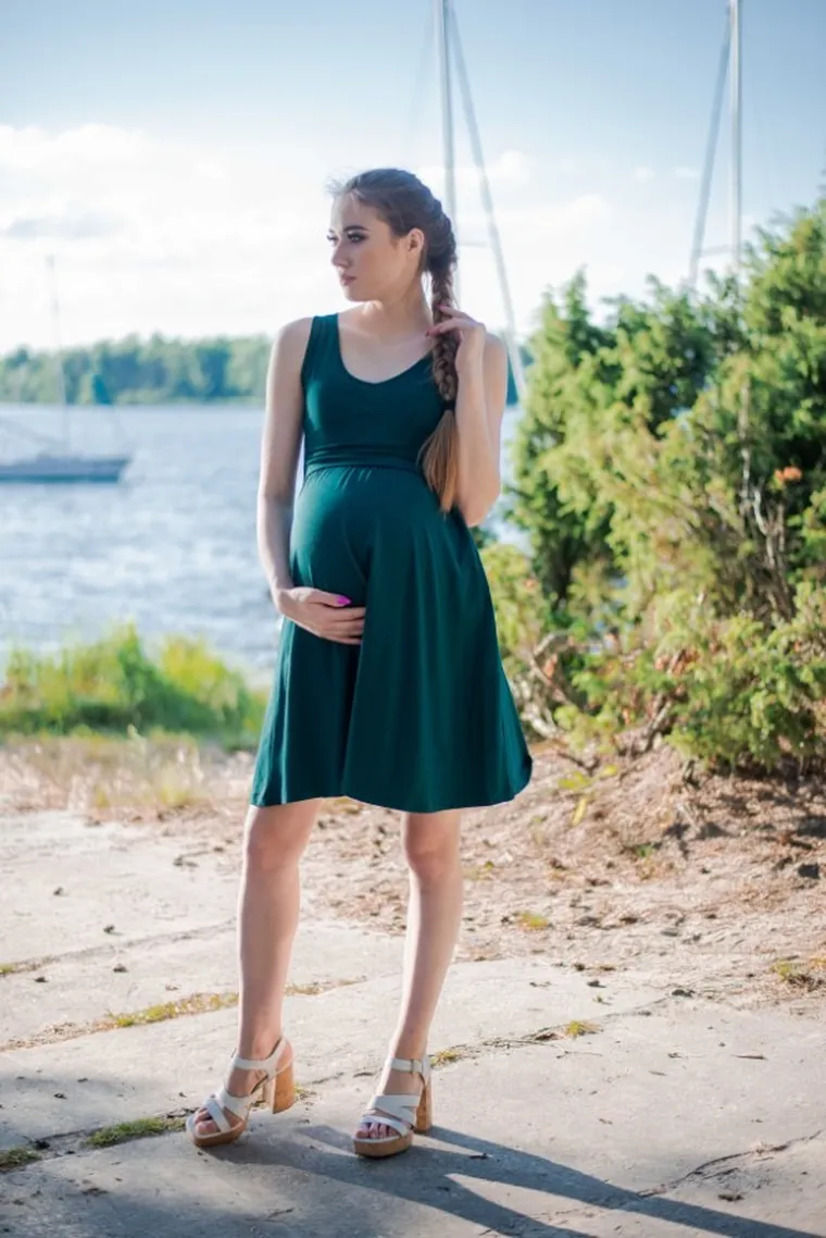 Sukienka damska bez rękawów, do karmienia, zielona, Miracle