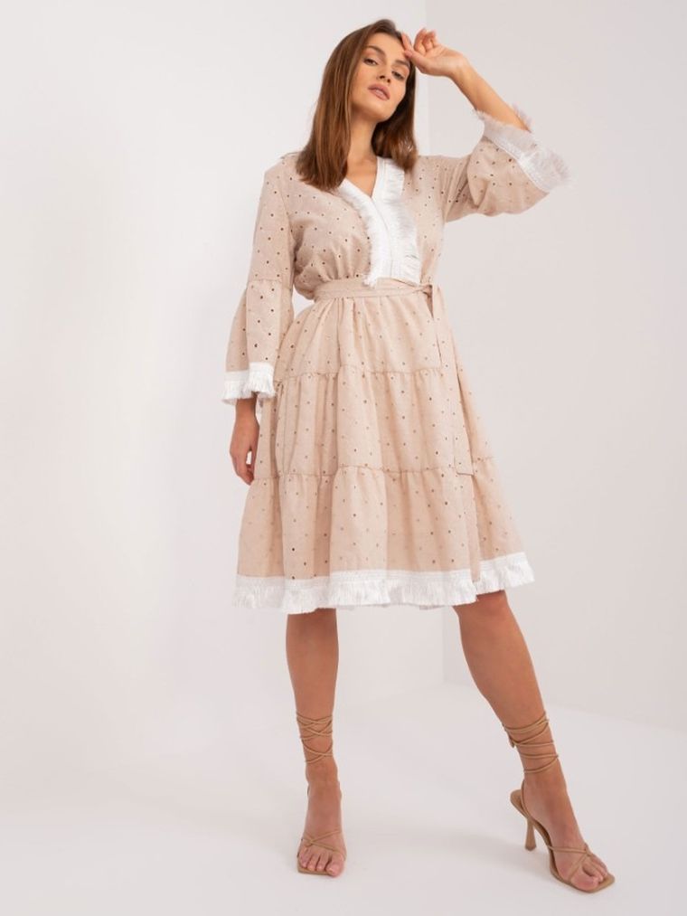 Sukienka damska, beżowa, Lakerta