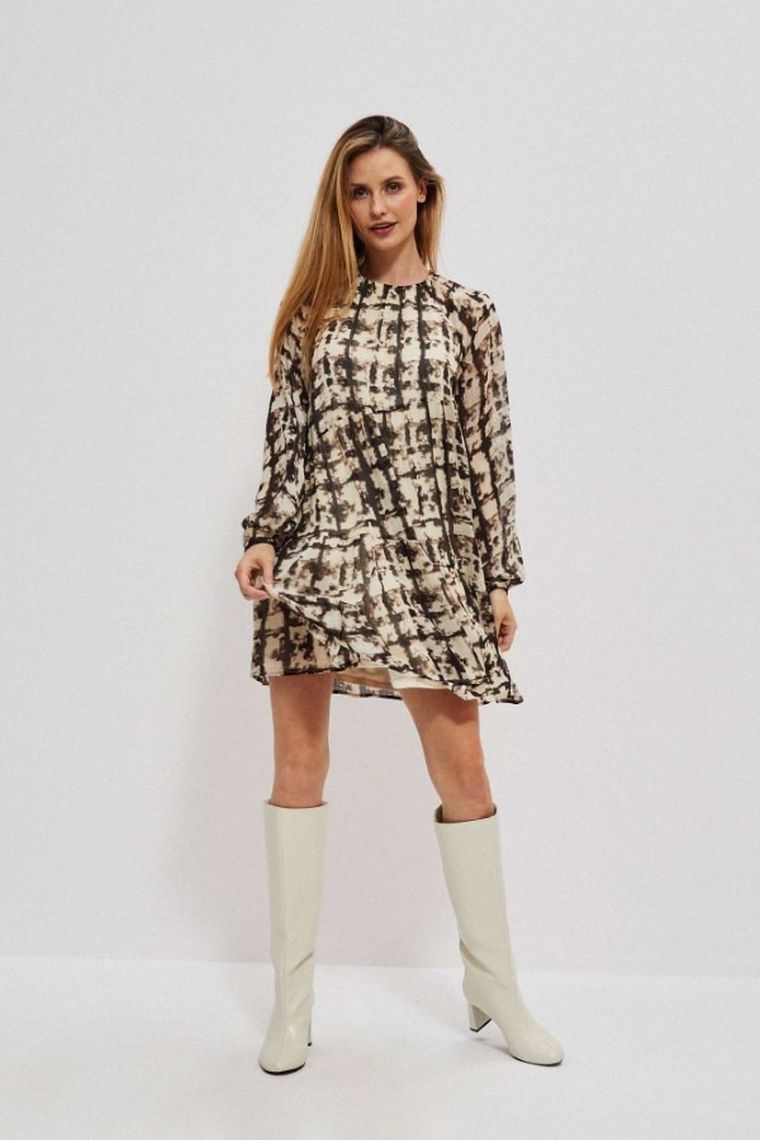 Sukienka damska, beżowa, Moodo