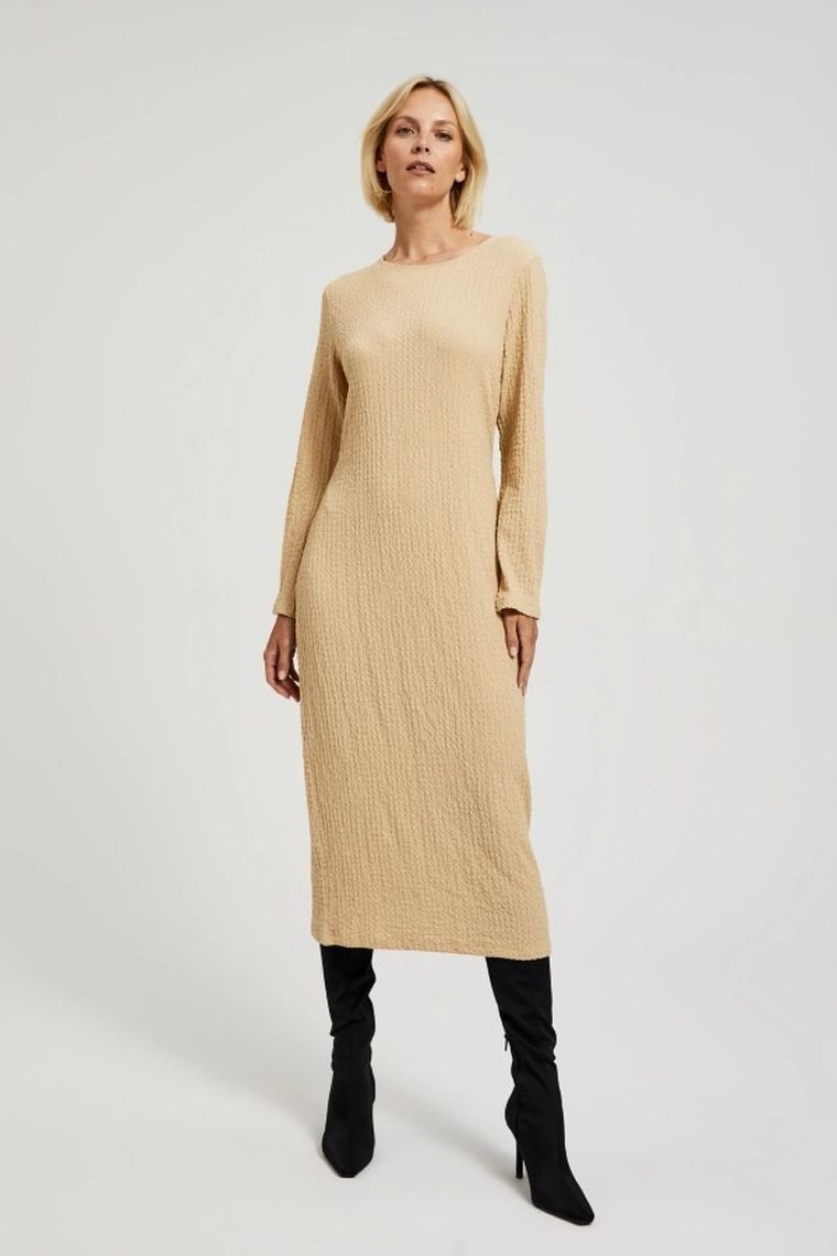 Sukienka damska, beżowa, Moodo