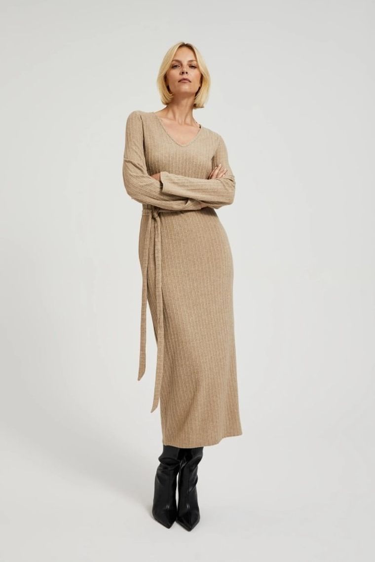 Sukienka damska, beżowa, Moodo