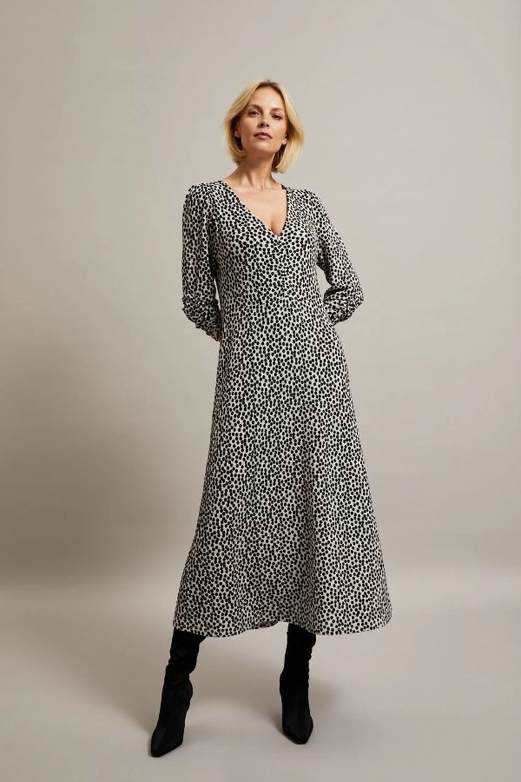 Sukienka damska, beżowa, Moodo