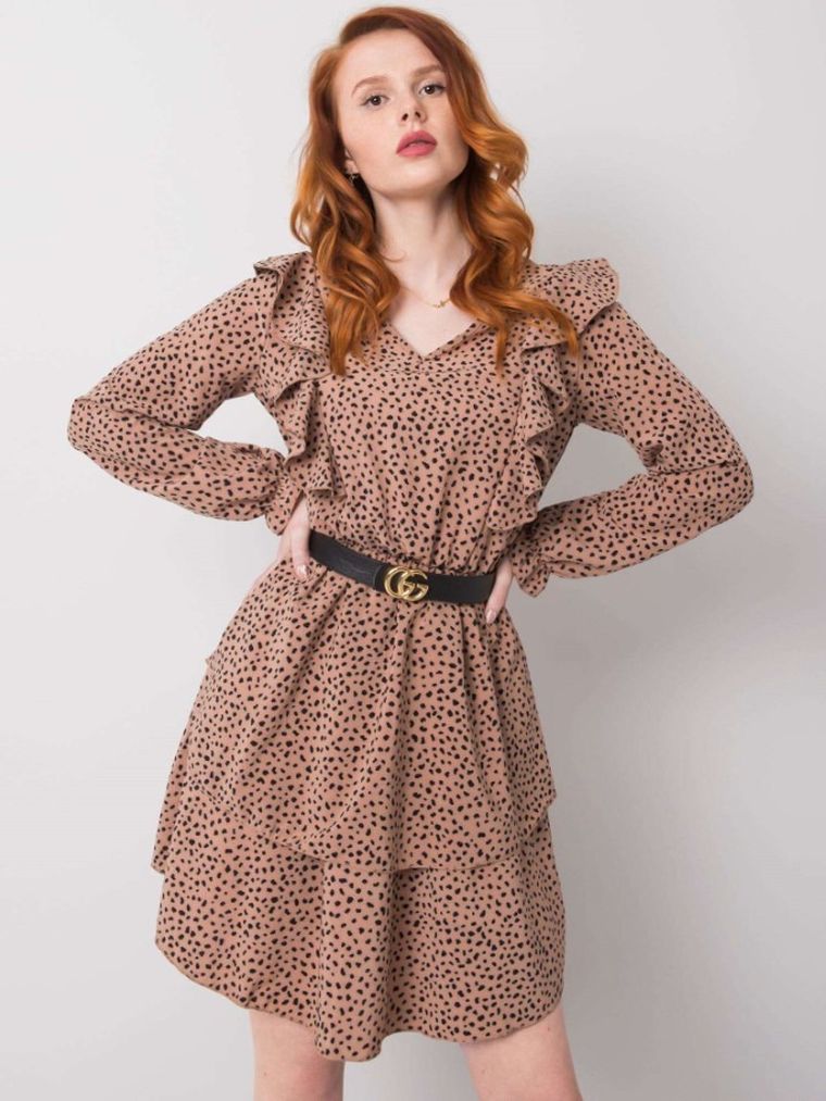 Sukienka damska, beżowa, Rue Paris