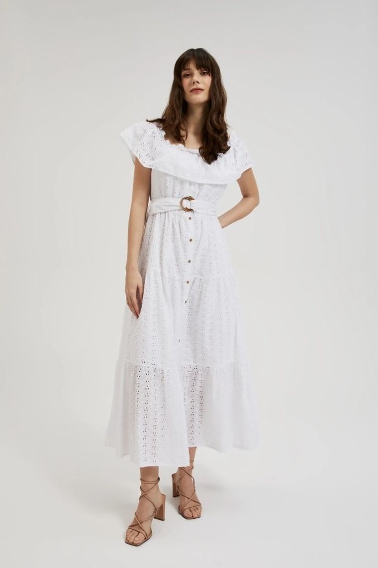 Sukienka damska, biała, Moodo