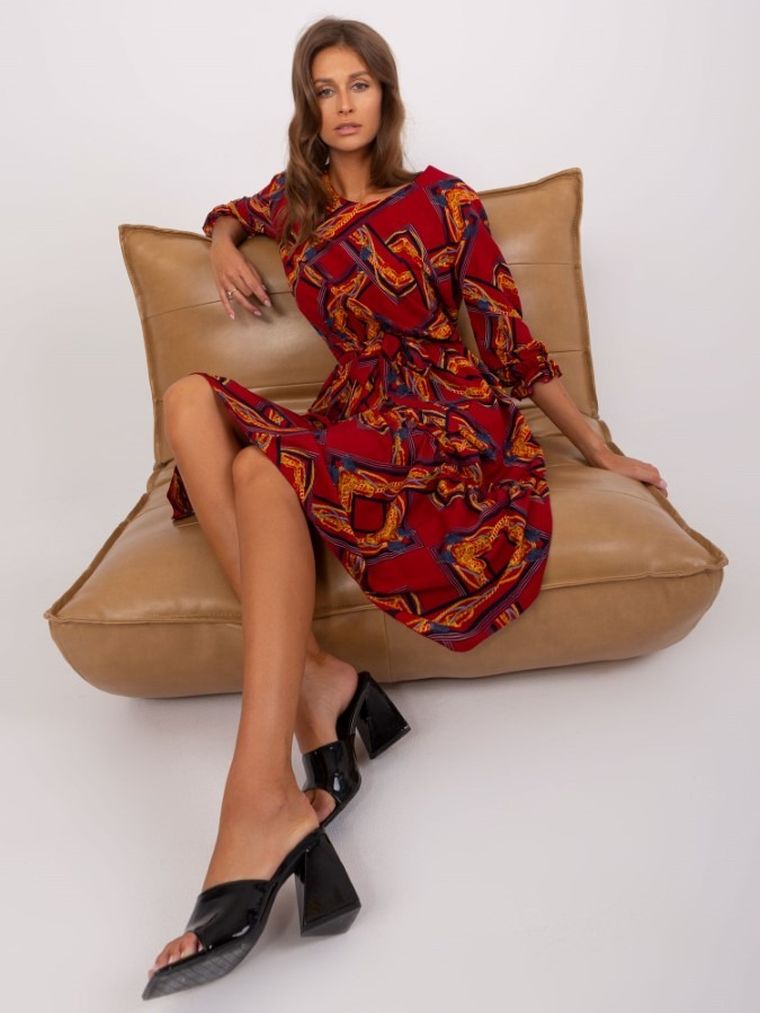 Sukienka damska, bordowa, Lakerta