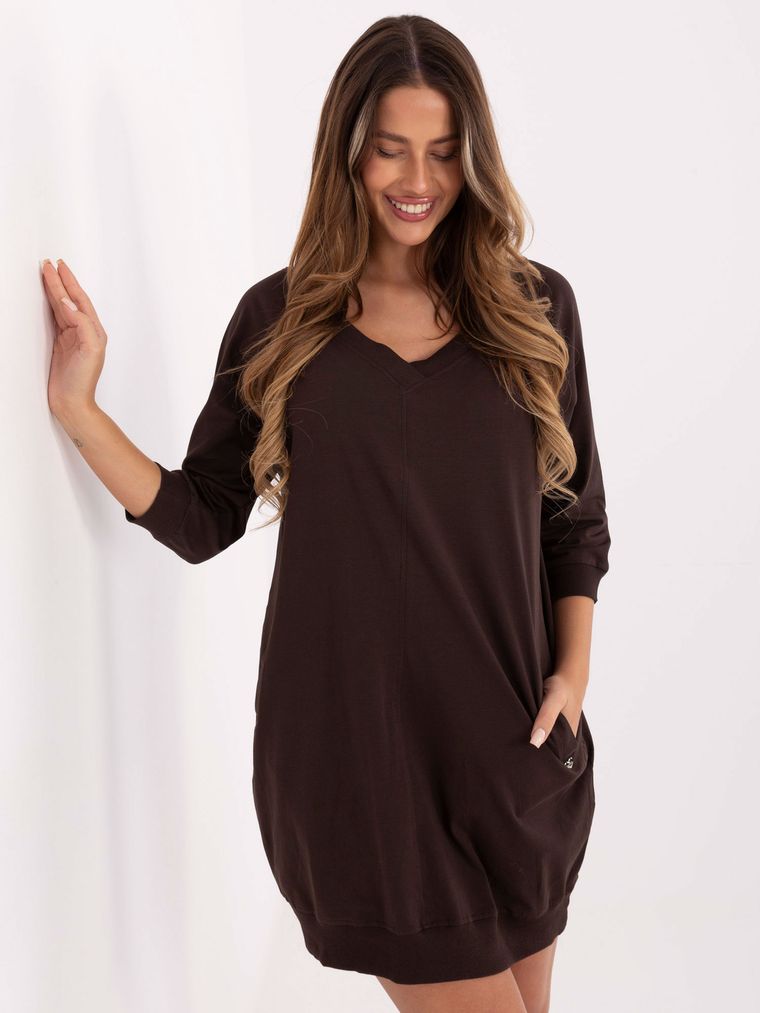 Sukienka damska, brązowa, Basic Feel Good