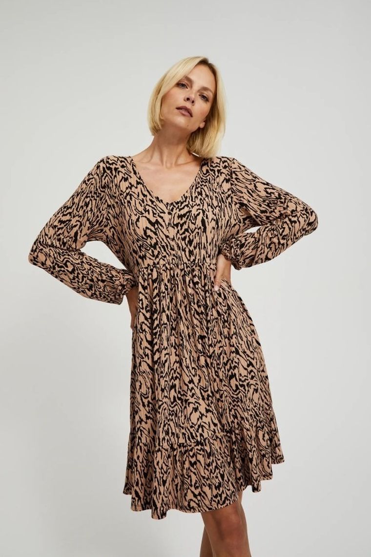Sukienka damska, brązowa, Moodo