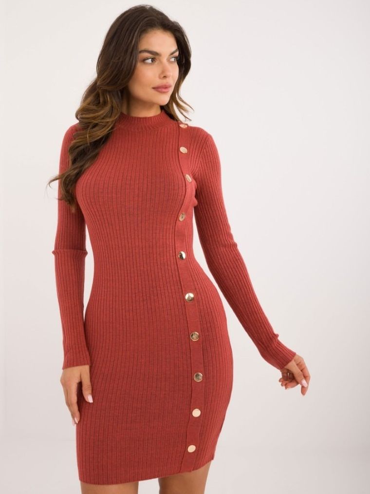 Sukienka damska, ceglana, Wool Fashion Italia