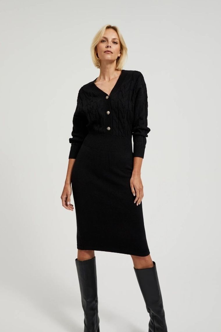 Sukienka damska, czarna, Moodo