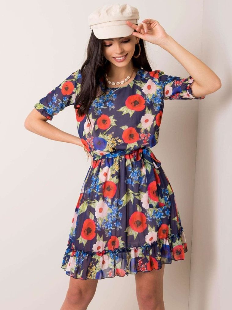 Sukienka damska, granatowa, Lakerta