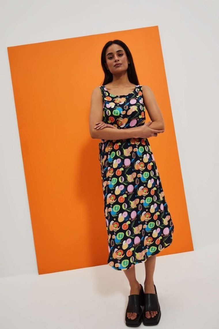 Sukienka damska, granatowa, Moodo