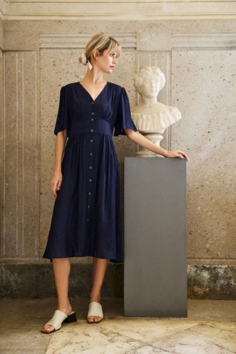 Sukienka damska, granatowa, Moodo